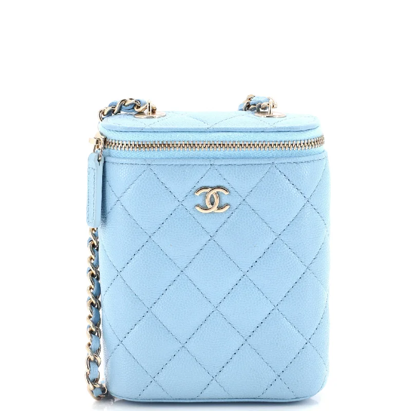 Designer bags with detachable strapsVertical Classic Vanity Case with Chain Quilted Caviar Small