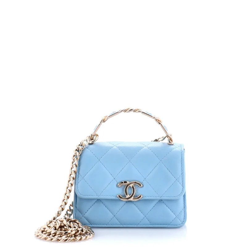 Luxury bags with exotic skinsCoco Enamel Top Handle Flap Clutch with Chain Quilted Lambskin