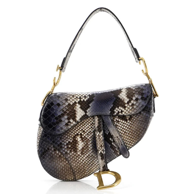 High-quality leather messenger bagsSaddle Handbag Python Medium