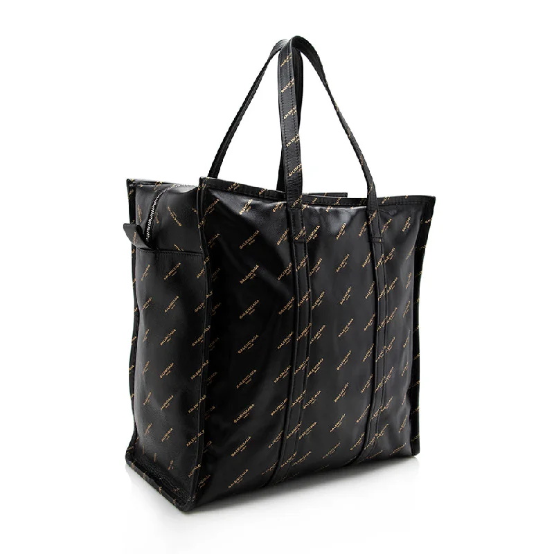 Top-rated backpack brandsBalenciaga Leather Logo Bazar Medium Tote (SHF-16285)