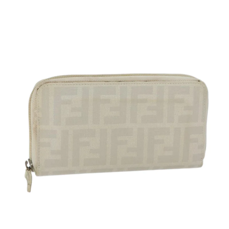 Fendi handbags with a holographic FF logo for a futuristic and trendy lookFENDI Zucca Canvas Long Wallet White  yk11469