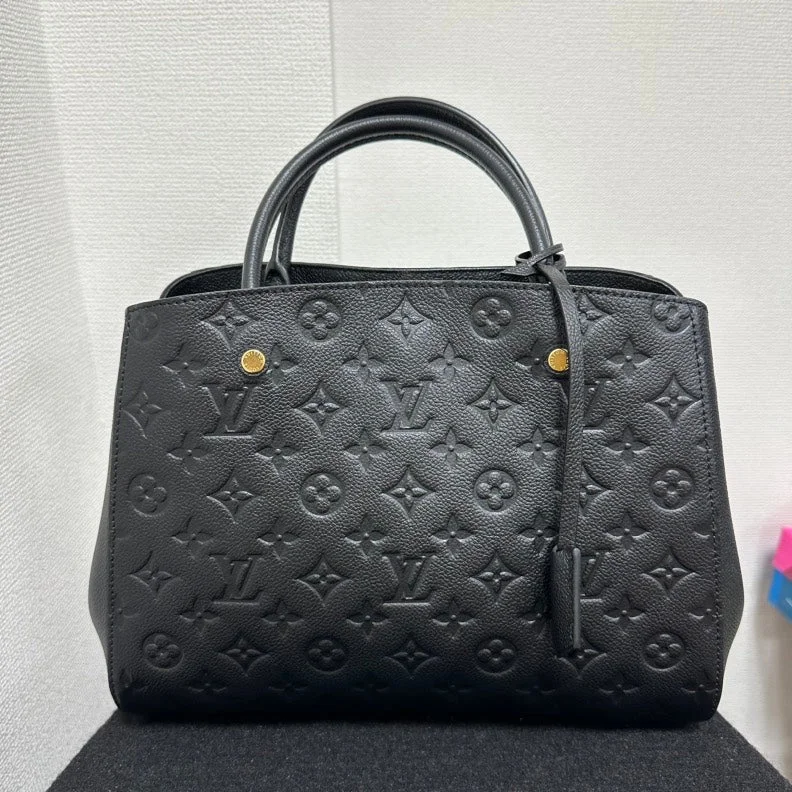 Ladies Louis Vuitton handbags with a detachable coin purse insideLouis Vuitton Monogram Empreinte Montaigne MM Bag,Black,Leather