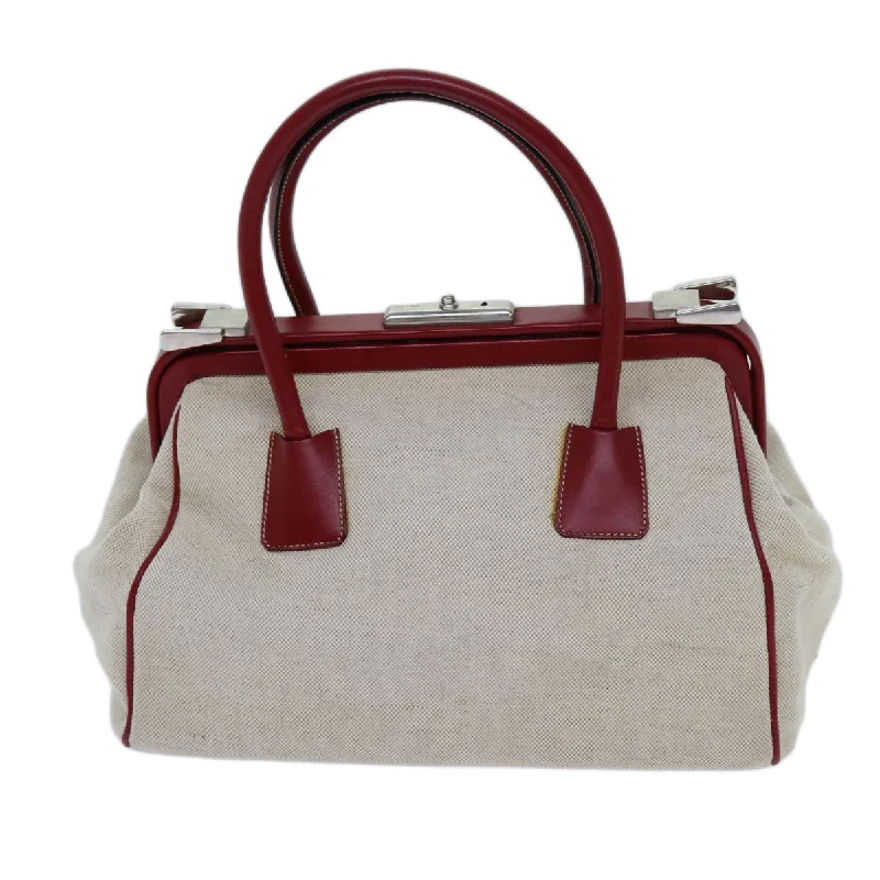 Small - sized Prada Saffiano leather bags for a compact and stylish carryPRADA Hand Bag Canvas Beige  71304