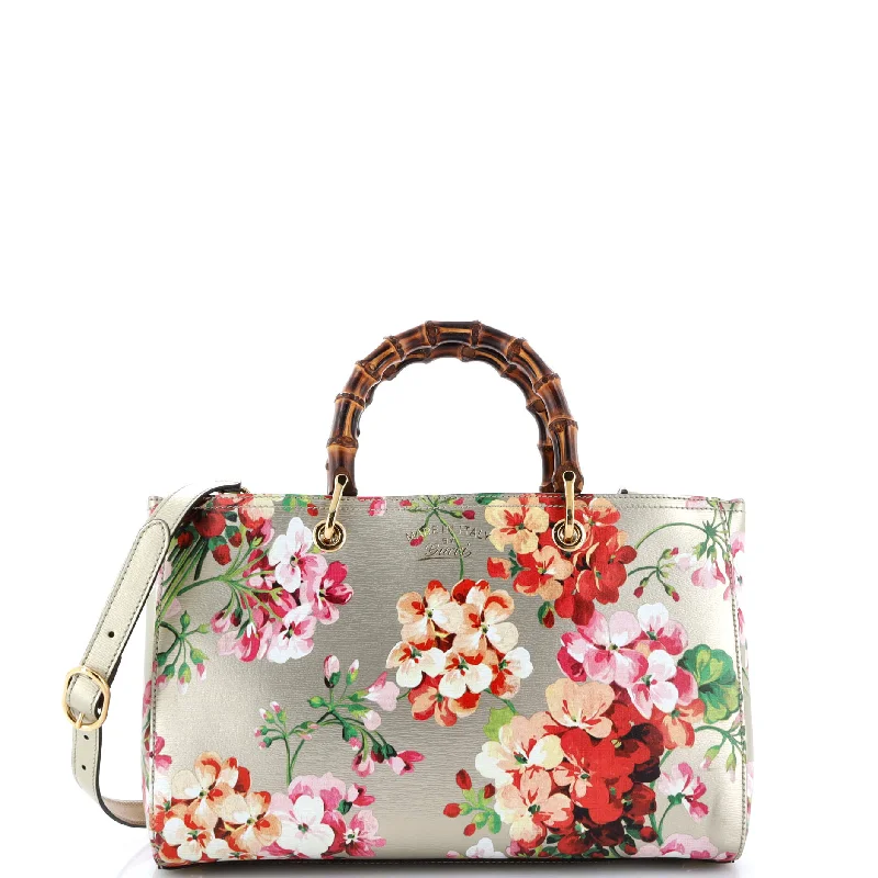 Compact crossbody bags for travelBamboo Shopper Tote Blooms Print Leather Medium