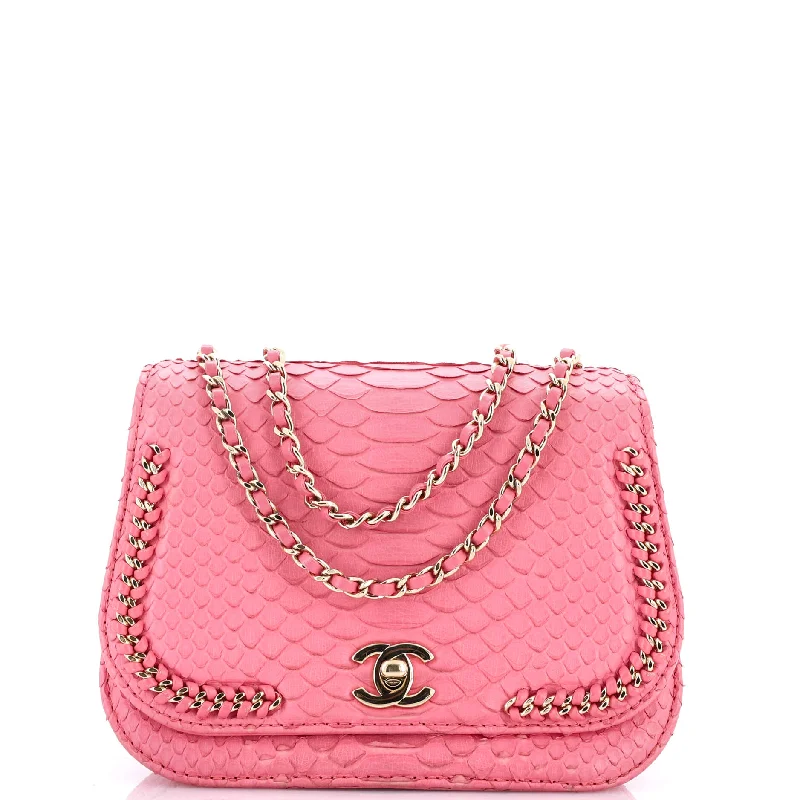 Vintage-inspired handbagsBraided Chic Flap Bag Python Small