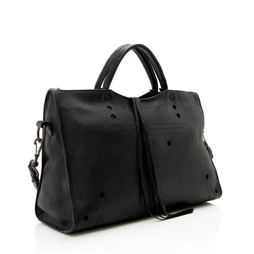 Trendy transparent PVC bagsBalenciaga Leather Blackout City Satchel (SHF-17534)