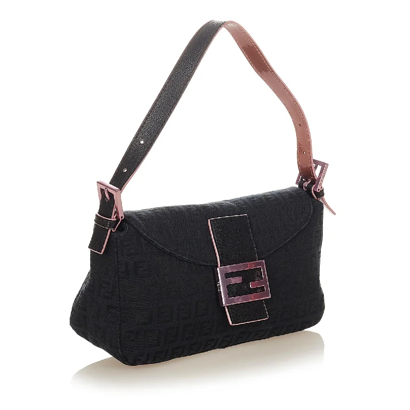 Fendi Baguette bags with a hand - embroidered floral design for a romantic and elegant touchFendi Zucchino Canvas Baguette (SHG-26702)