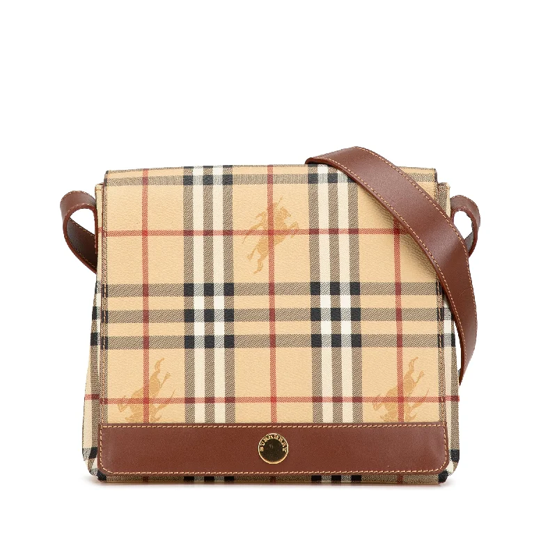 Mini bags for evening outBrown Burberry Haymarket Check Coated Canvas Crossbody