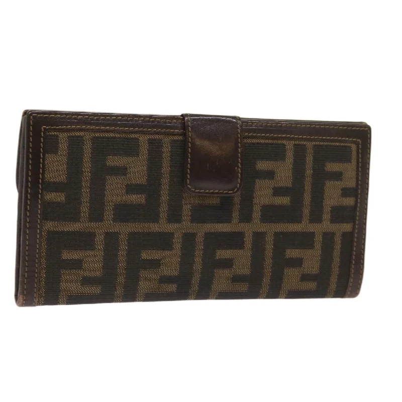 Ladies Fendi handbags with a detachable wallet insert for added convenienceFENDI Zucca Canvas Long Wallet Black Brown  yk10582