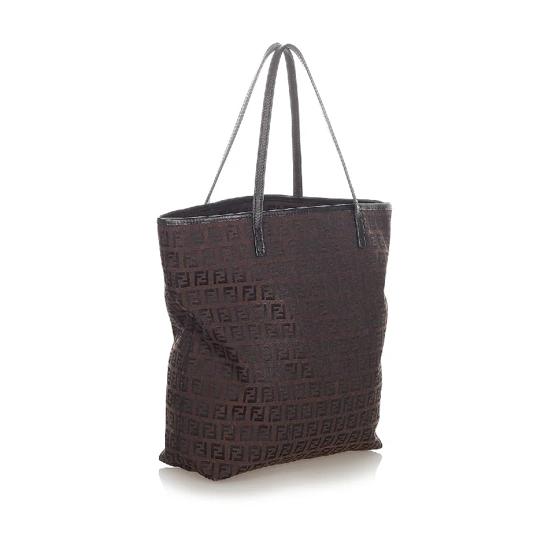 Fendi bags with a magnetic - closure card holder inside for easy access to cardsFendi Zucchino Canvas Tote Bag (SHG-23339)