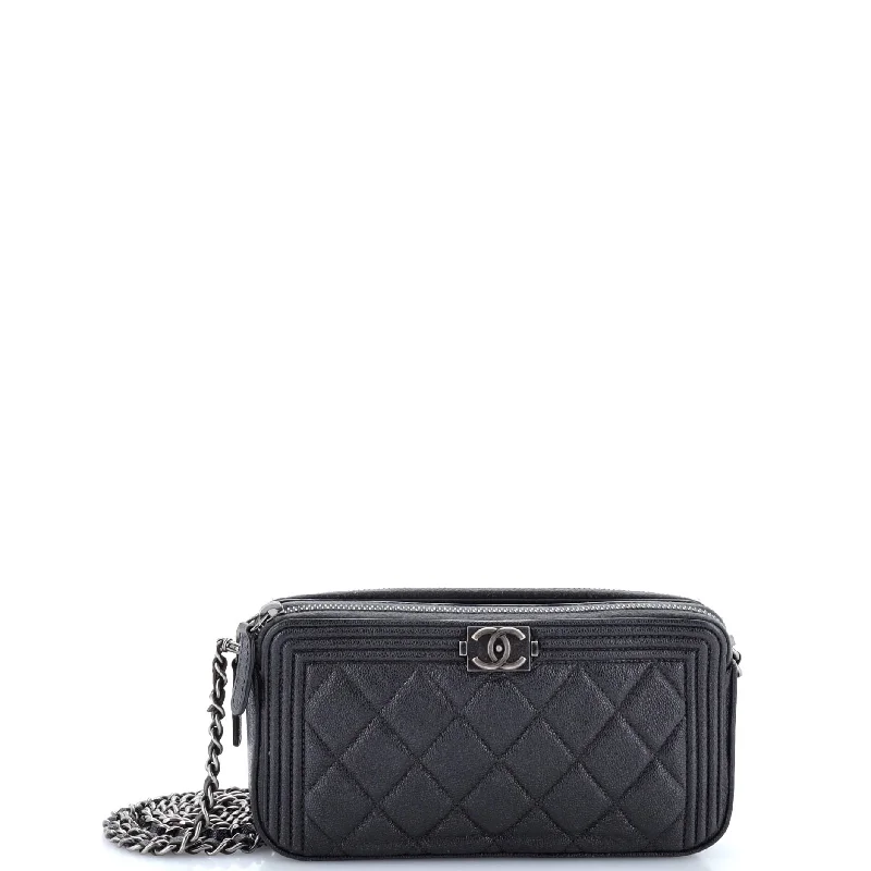 Affordable designer bag dupesBoy Double Zip Clutch with Chain Quilted Caviar