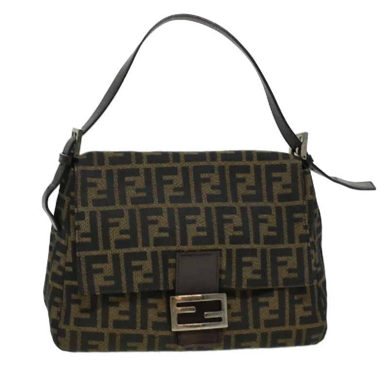 Fendi handbags with a biodegradable leather alternative for an eco - conscious choiceFENDI Zucca Canvas Mamma Baguette Shoulder Bag Brown 2308-26325  yk6943