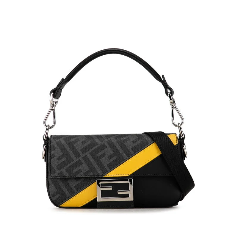 Fendi bags with a detachable makeup pouch inside for beauty - conscious usersFY ZUCKA MANMABACKET HANDBAG HANDBAG HANDBAG 2WAY BLACK YELLOW LEADER LADY FENDI PING MARKET