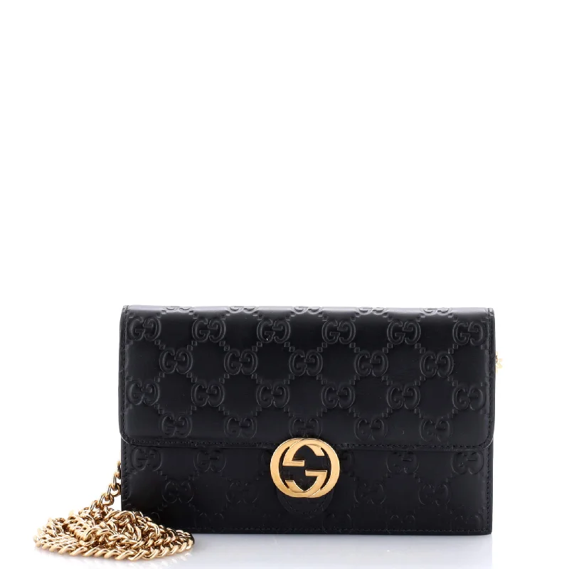 Customizable monogram bagsIcon Wallet on Chain Guccissima Leather