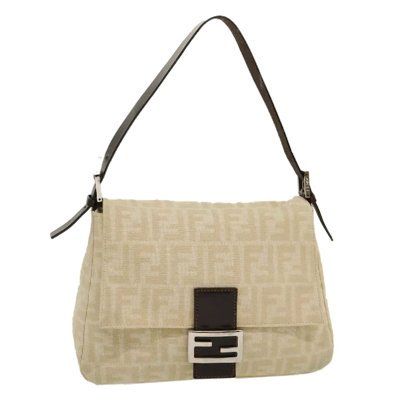 Ladies Fendi handbags with a detachable wallet insert for added convenienceFENDI Zucca Canvas Mamma Baguette Shoulder Bag Beige  29900