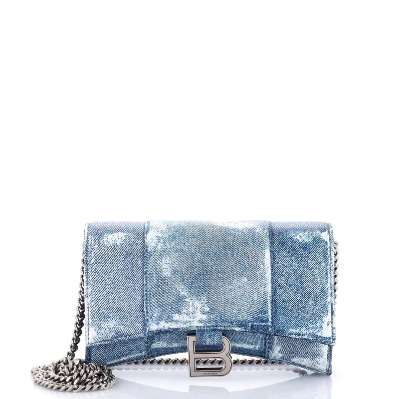 Luxury bags with chain strapsHourglass Chain Wallet Denim Printed Leather