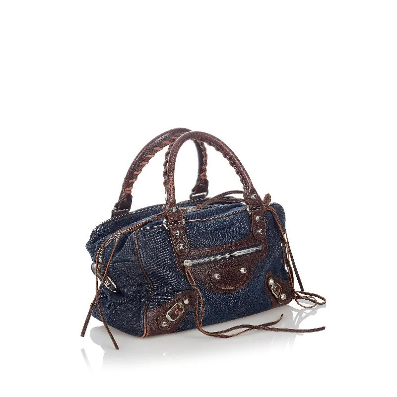 Trendy bucket bags for summerBalenciaga Motocross Twiggy Denim Handbag (SHG-27194)