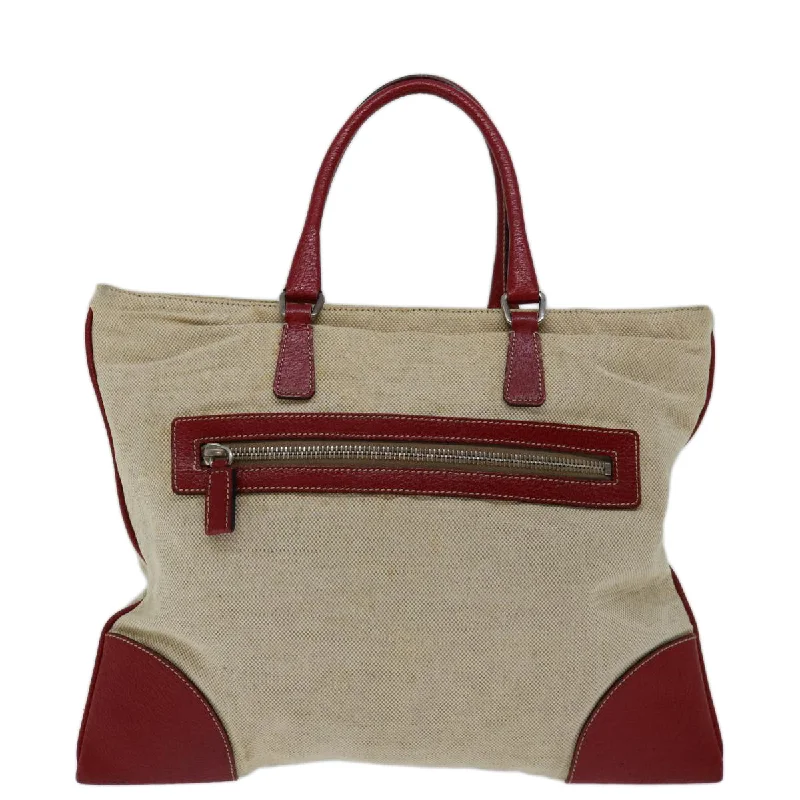 Prada Cleo bags with a detachable coin purse for added functionalityPRADA Hand Bag Canvas Beige Red  ar11582B