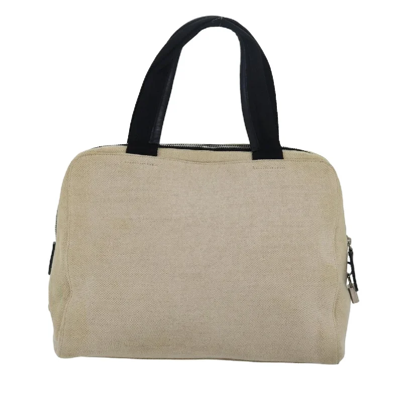 Prada bags with a detachable mobile phone holder for on - the - go conveniencePRADA Hand Bag Canvas Beige  ar12140