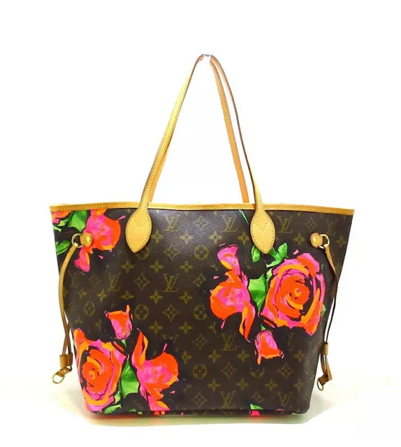 Louis Vuitton tote bags with a printed LV logo on the front for brand visibilityLOUIS VUITTON NEVERFULL MM MONOGRAM ROSE