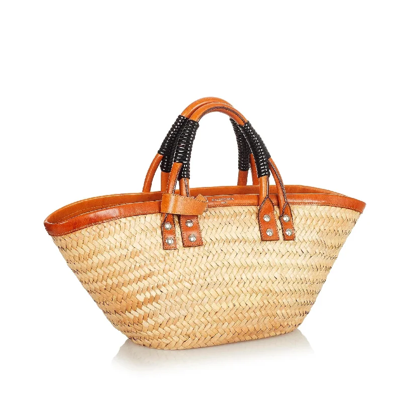 Mini bags for evening outBalenciaga Bistrot Panier Straw Tote Bag (SHG-26428)