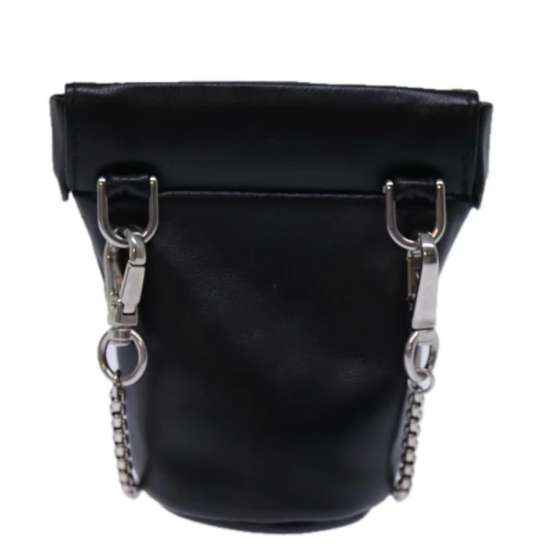 Prada handbags with a beaded trim for a touch of glamour and elegancePRADA Chain Shoulder Pouch Leather Black  72105