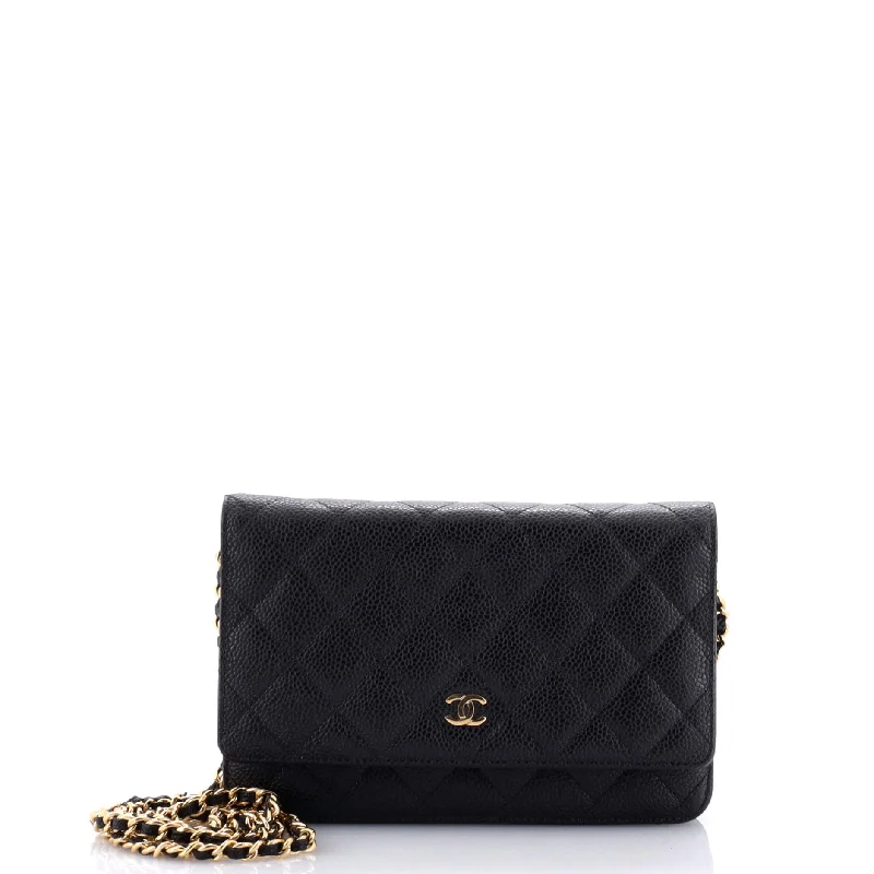 Designer bags with detachable strapsWallet on Chain Quilted Caviar