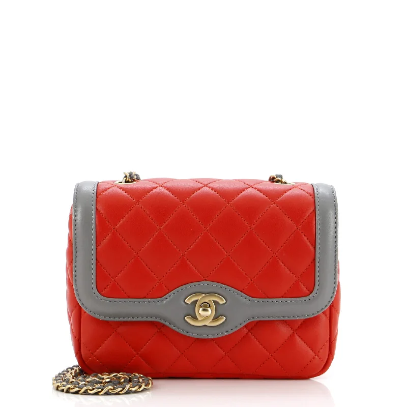 High-quality leather messenger bagsTwo Tone Flap Bag Quilted Lambskin Mini