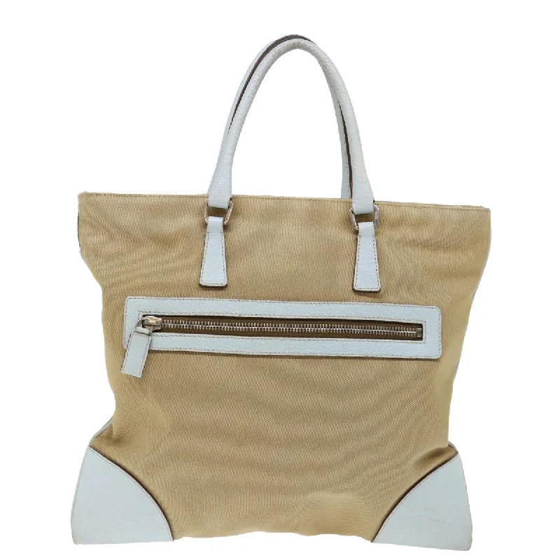 Prada Cleo bags with a contrast - colored interior for visual interestPRADA Hand Bag Canvas Beige Light Blue  71297