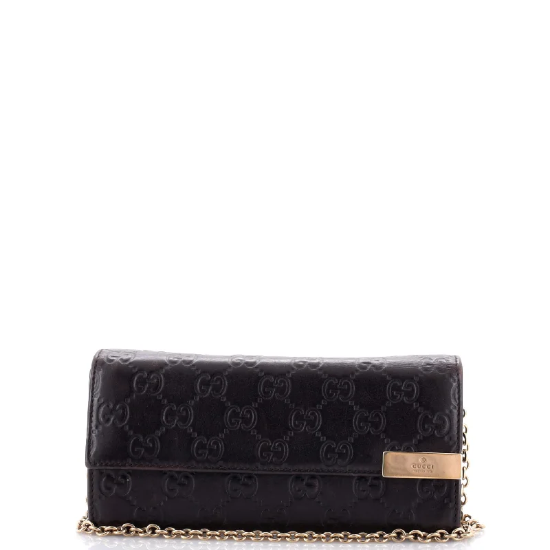 Elegant clutch bags for weddingsWallet on Chain Guccissima Leather