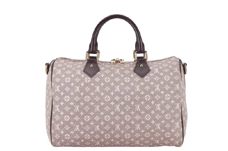 Louis Vuitton bags with a chain - link trim and a leather body for a modern edgeLOUIS VUITTON SPEEDY BANDOULIERE 30 (MB3173) MINI LIN MONOGRAM CANVAS GOLD HARDWARE WITH SLING