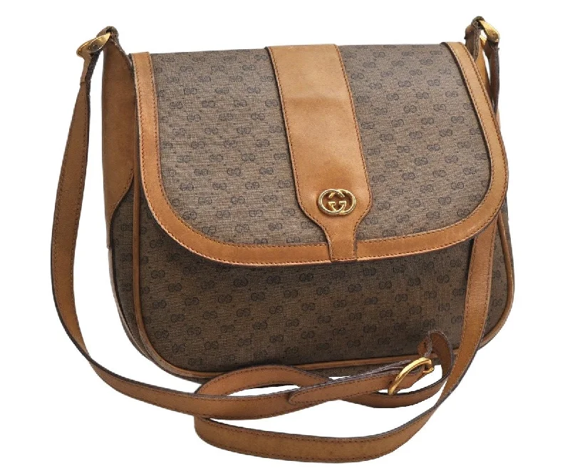 Ladies Gucci handbags with a detachable coin purse insideAuthentic GUCCI Micro GG PVC Leather Shoulder Cross Body Bag Brown Junk 2026K