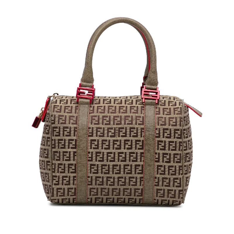 Fendi handbags with a metal - framed clasp for durability and a stylish lookFendi Zucchino Boston Bag (SHG-SFmROf)