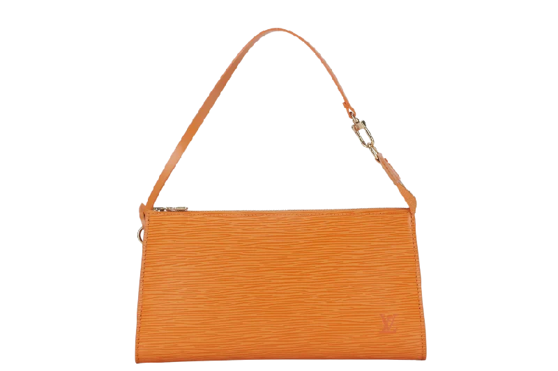 Louis Vuitton Twist bags with a contrast - colored interior for visual interestLOUIS VUITTON POCHETTE ACCESSOIRES POUCH (M5294H) MANDARIN EPI LEATHER GOLD HARDWARE NO DUST COVER