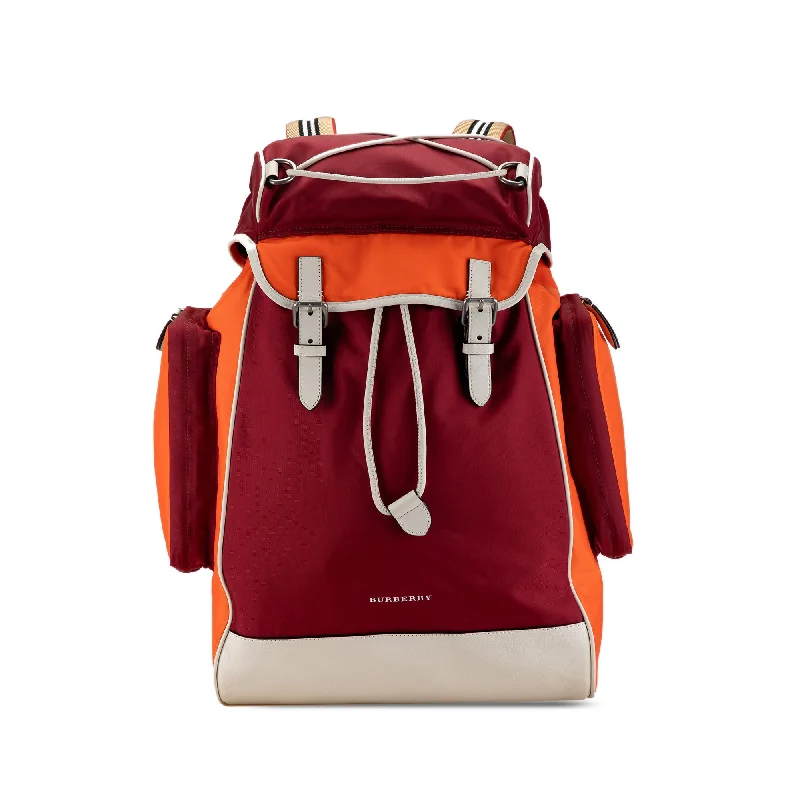 Designer bags with detachable strapsRed Burberry Nylon ML Jack Cay Backpack