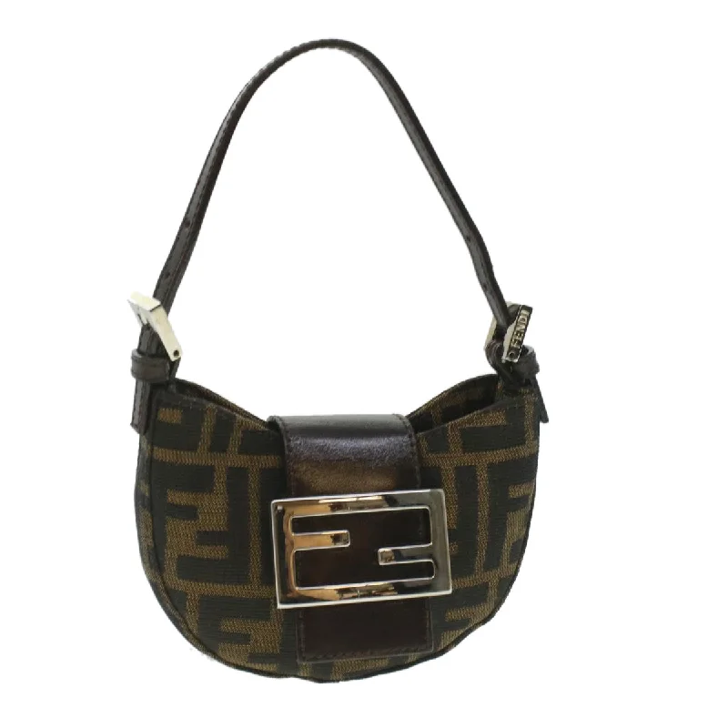 Fendi Peekaboo bags with a classic two - compartment design for organized storageFENDI Zucca Canvas Mamma Baguette Pouch Black Brown  37728A