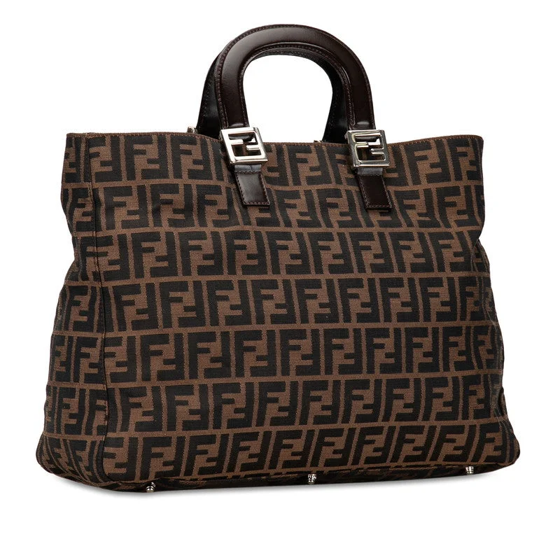 Ladies Fendi Peekaboo bags with a hand - stitched leather handle for artisanal charmFendi Zucca Handbag Tote Bag 26329 Brown Canvas Leather  Fendi