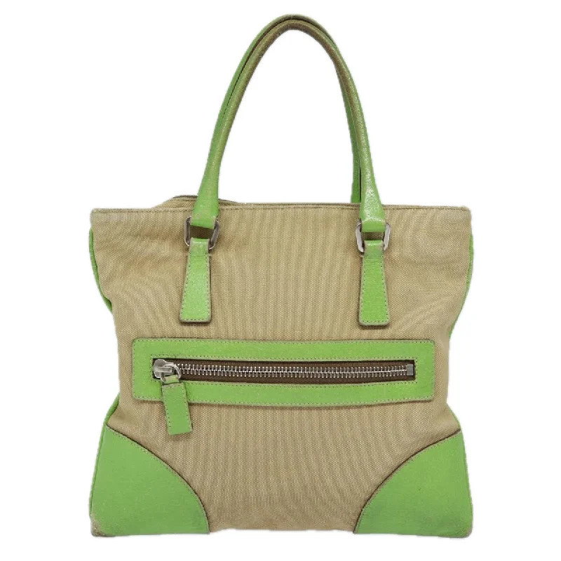 Prada bags with a zip - top closure and multiple interior pockets for organizationPRADA Hand Bag Canvas Beige  78255