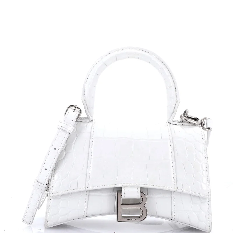 Customizable monogram bagsHourglass Top Handle Bag Crocodile Embossed Leather XS