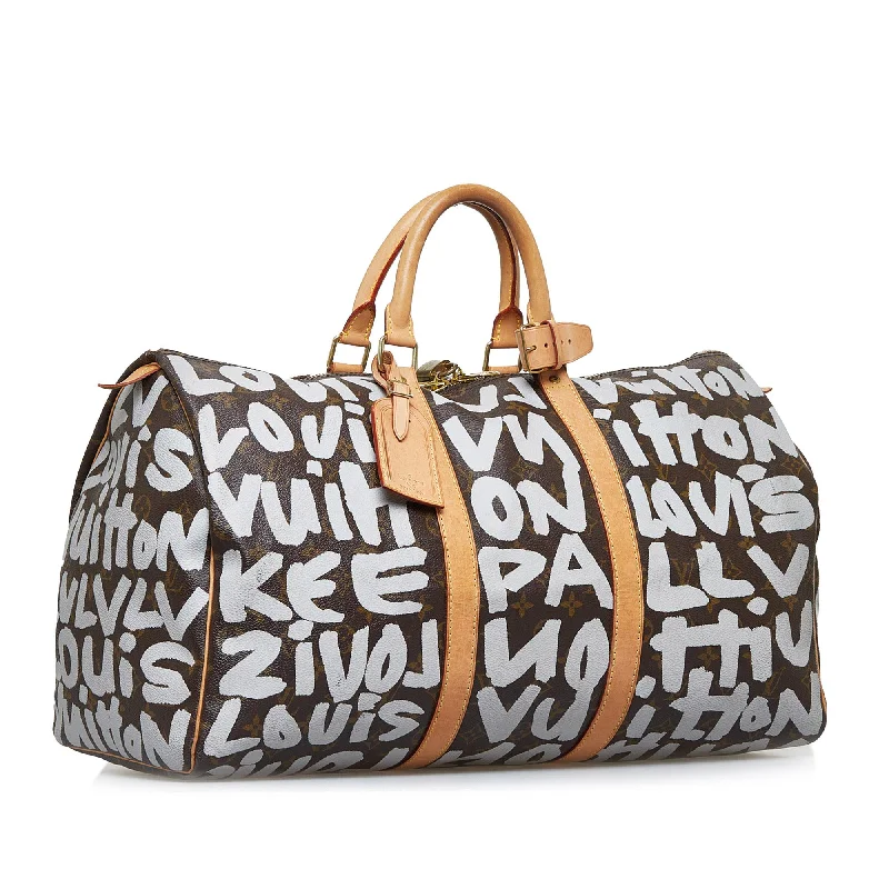 Louis Vuitton crossbody bags with adjustable shoulder straps for comfortLouis Vuitton Monogram Graffiti Keepall 50