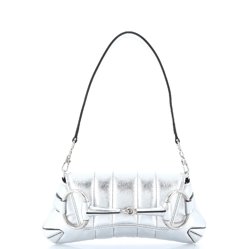 Trendy transparent PVC bagsHorsebit Chain Shoulder Bag Vertical Quilted Leather Small