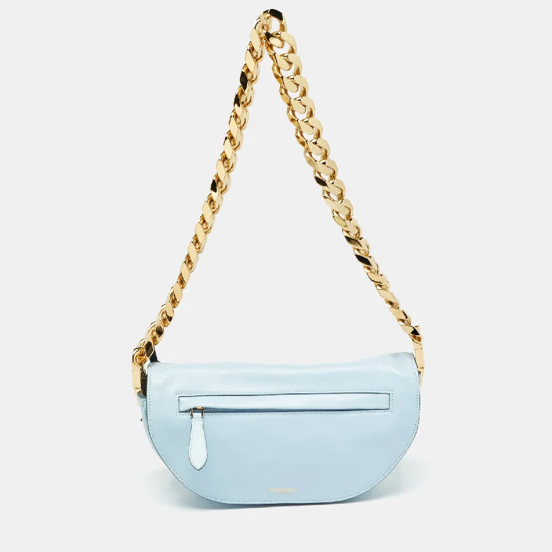 Trendy bucket bags for summerLight Blue Soft Leather Small Olympia Bag