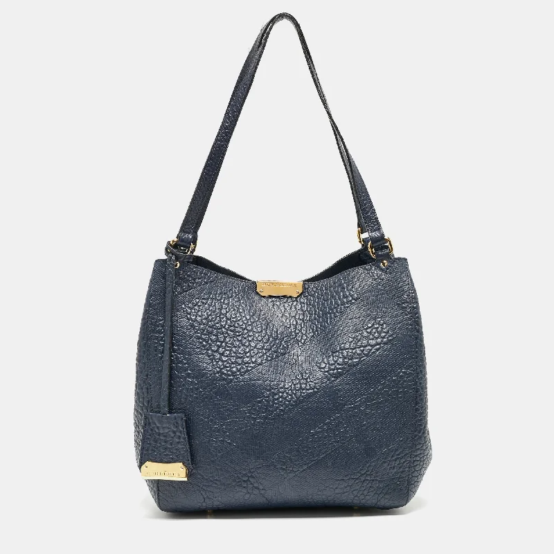 Water-resistant travel backpacksNavy Blue Embossed Leather Canterbury Tote