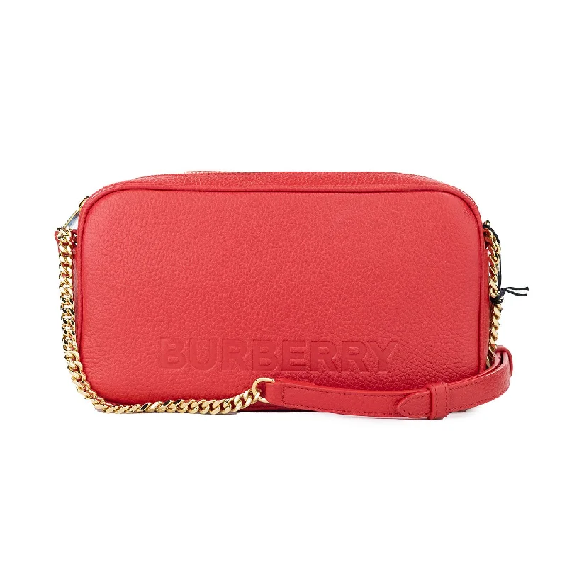 High-end designer bags for menBurberry Small Red Pebbled Leather Elongated Camera Crossbody Bag Purse