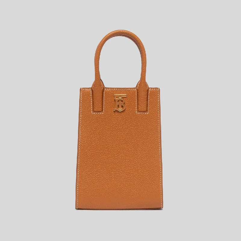 High-quality leather messenger bagsBURBERRY Grainy Leather Micro Frances Tote Warm Russet 80627021