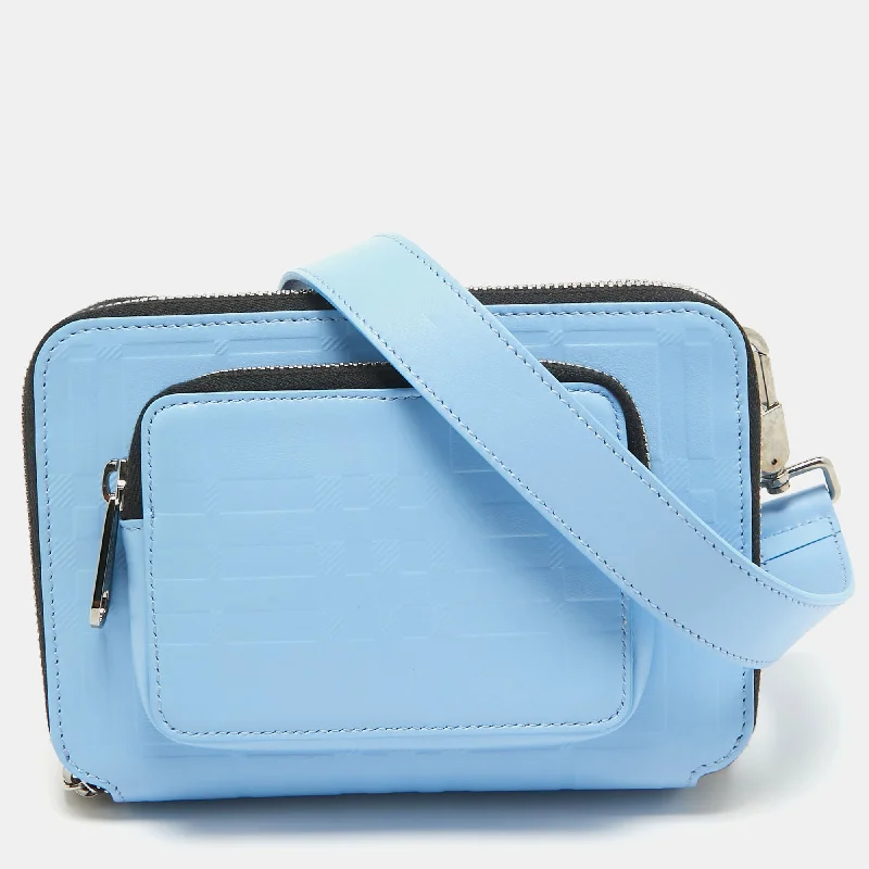 Luxury bags with chain strapsBlue Jake Check Embossed Leather Crossbody Bag