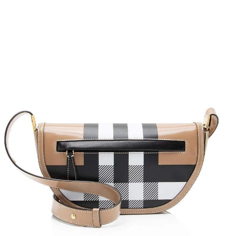 Designer bags with gold hardwareBurberry Smooth Calfskin Check Olympia Small Shoulder Bag (SHF-qfl34u)