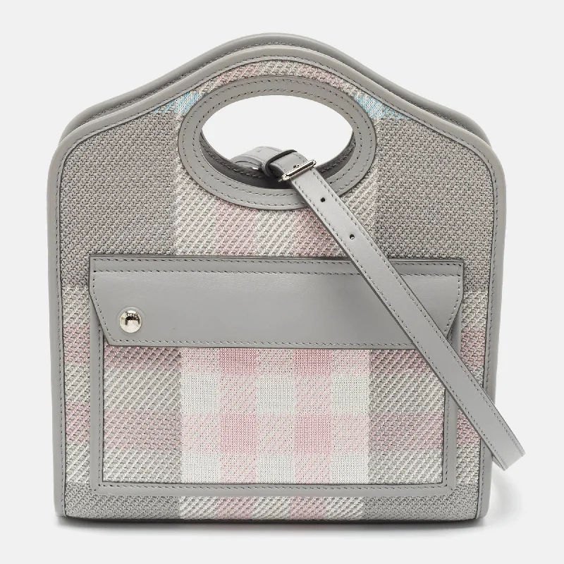 Affordable designer bag dupesGrey/Pink Check Canvas and Leather Mini Pocket Bag