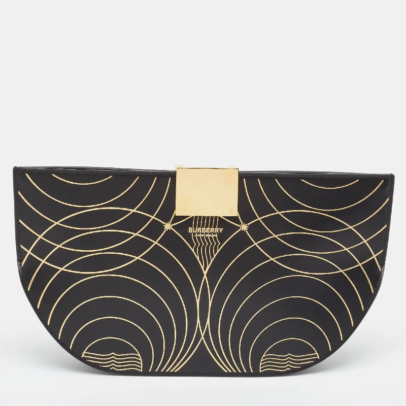 Stylish laptop bags for professionalsBlack/Gold Printed Leather Olympia Wristlet Clutch