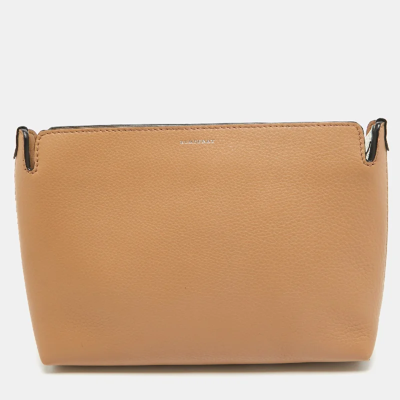 Minimalist leather handbagsBrown/White Leather Bicolor Clutch